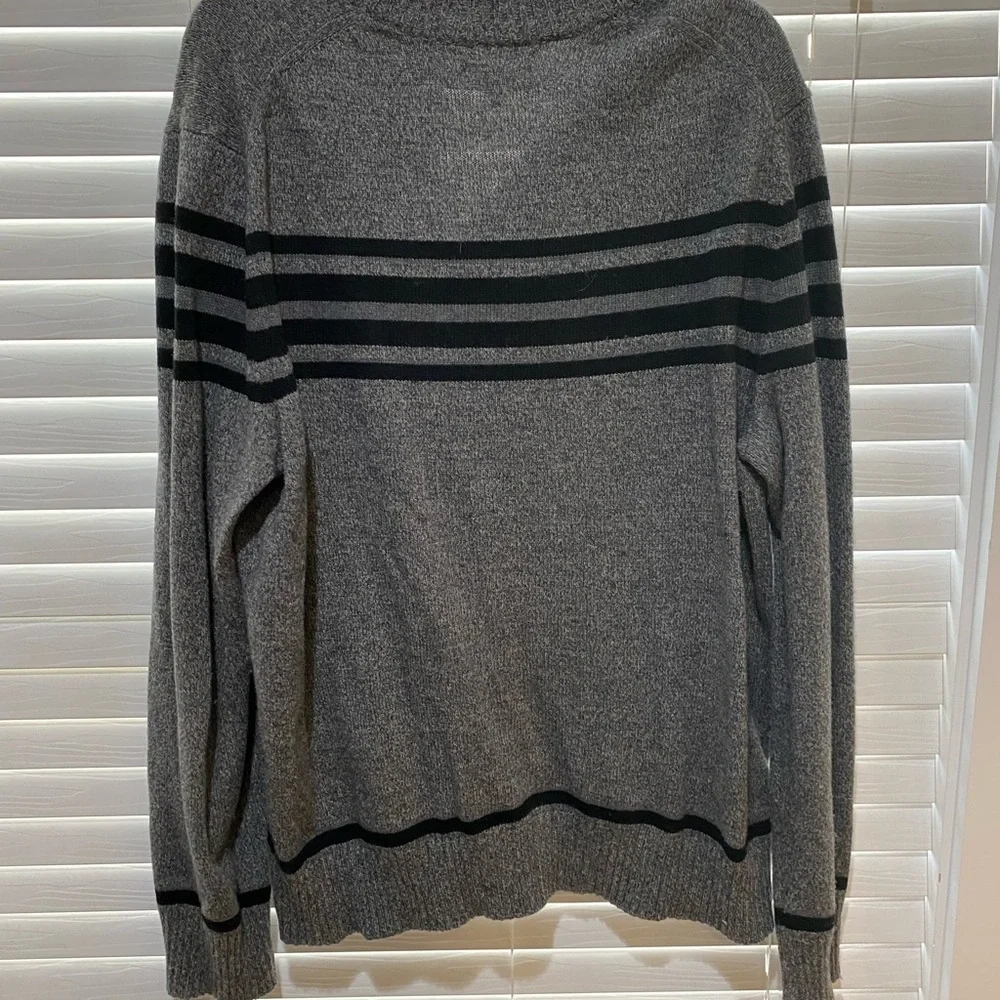 Banana Republic Mens XL Merino Wool Italian Yarn Mock‎ Neck Striped Henley